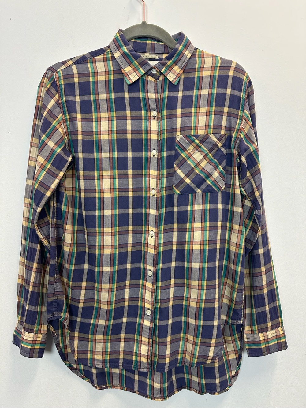 Denim & Supply Ralph Lauren Green, Navy, Tan Plaid Button Down Boyfriend Shirt